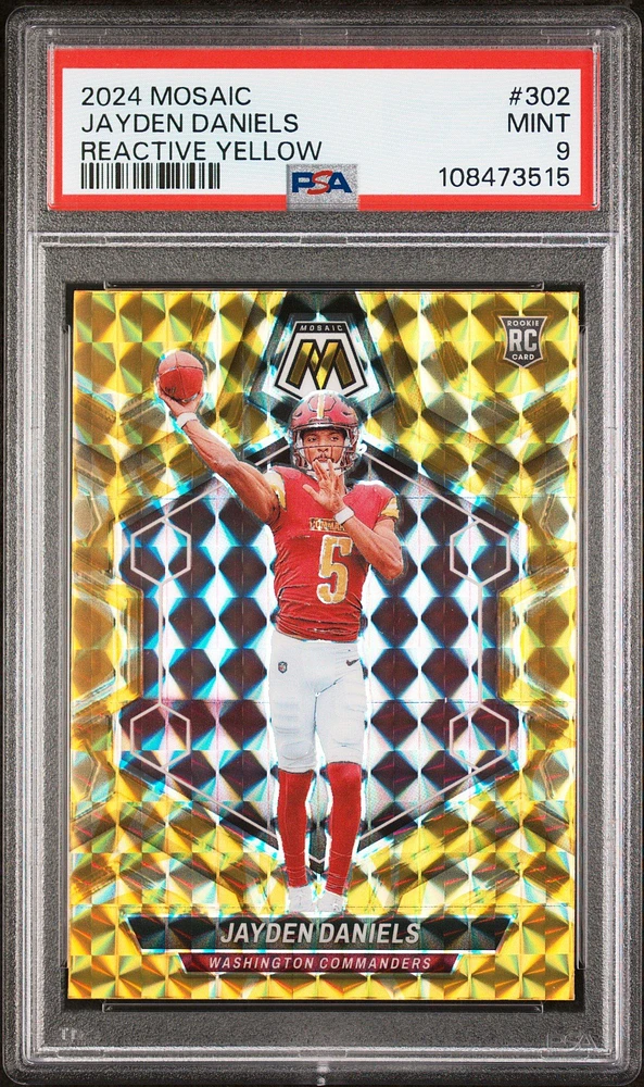 2024 Panini Mosaic 302 Jayden Daniels Reactive Yellow PSA