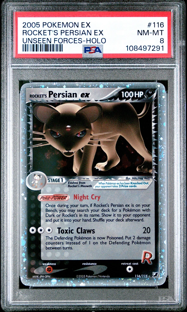 2005 Pokemon Ex Unseen Forces 116 Rocket's Persian Ex-holo PSA