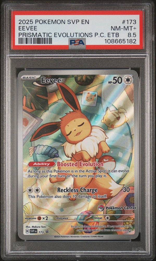 2025 Pokemon Svp En-sv Black Star Promo 173 Eevee Prismatic Evolutions Pokemon Center Elite Trainer Box PSA NM-MT+ 8.5