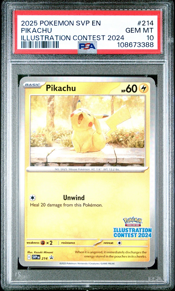 2025 Pokemon Svp En-sv Black Star Promo 214 Pikachu Illustration Contest 2024 PSA