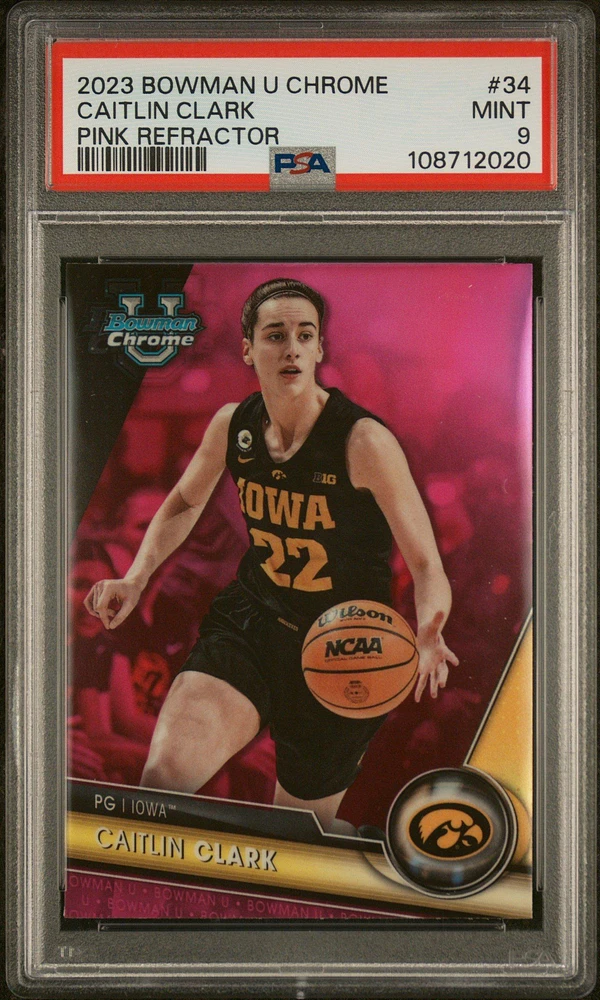 2023 Bowman University Chrome 34 Caitlin Clark Refractor PSA