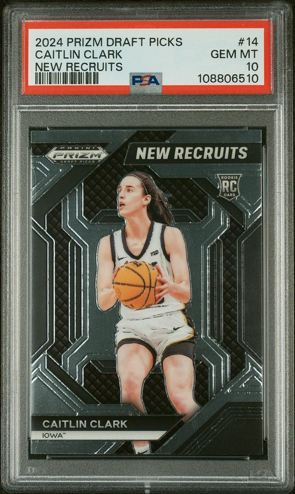 2024 Panini Prizm Draft Picks New Recruits 14 Caitlin Clark PSA 10