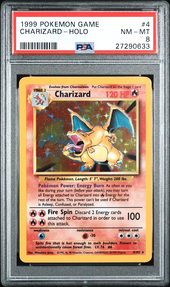 1999 Pokemon Game 4 Charizard PSA 8