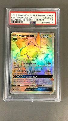 2017 Pokemon Sun & Moon Guardians Rising 152 Full Art/vikavolt Gx Secret PSA 10