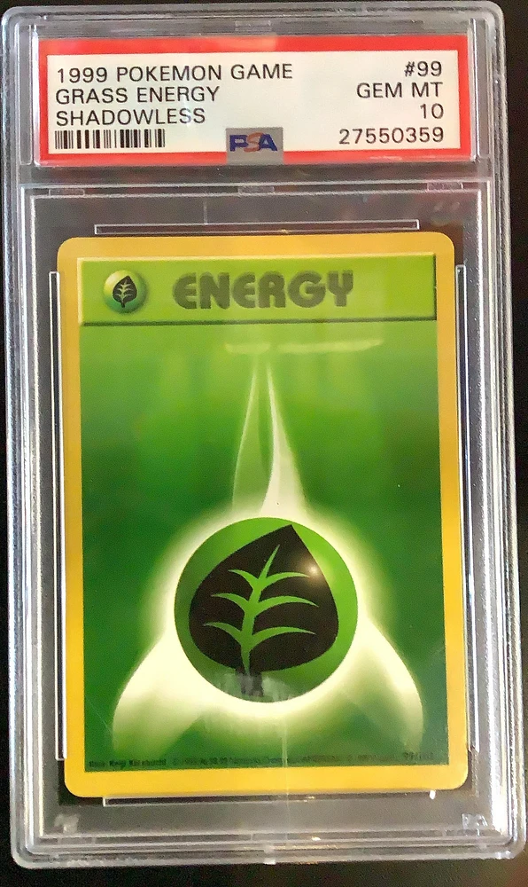1999 Pokemon Game 99 Grass Energy Shadowless PSA
