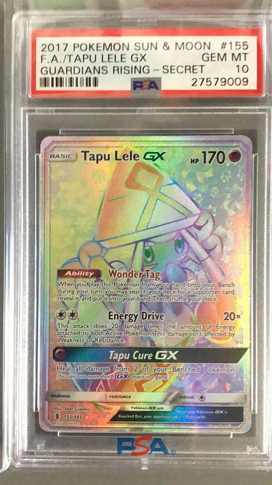 2017 Pokemon Sun & Moon Guardians Rising 155 Full Art/tapu Lele Gx Secret PSA 10