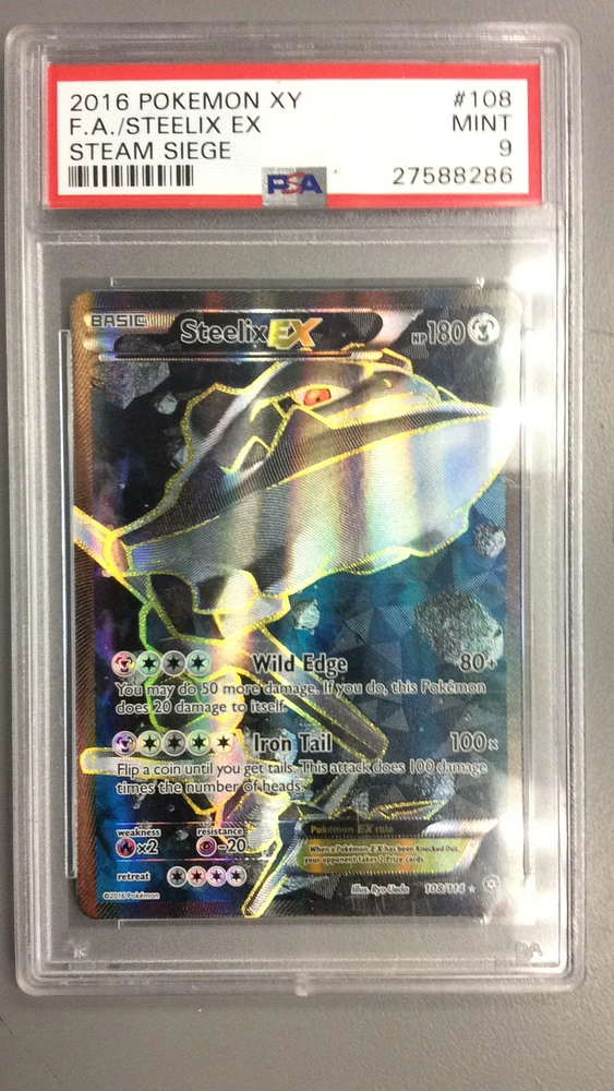 2016 Pokemon Xy Steam Siege 108 Full Art/steelix Ex PSA