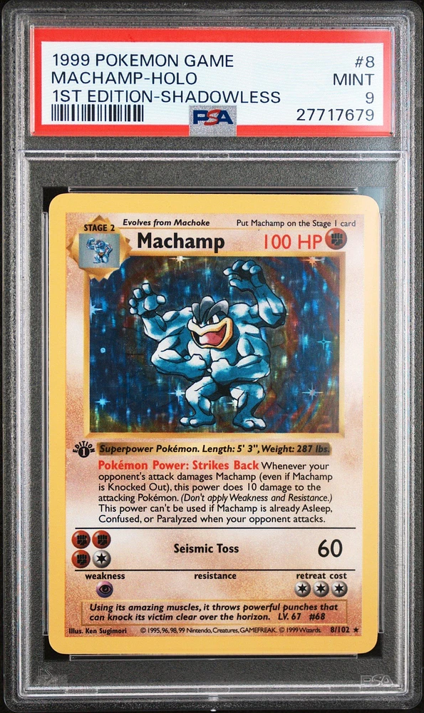 1999 Pokemon Game 8 Machamp-holo 1st Edition-shadowless PSA