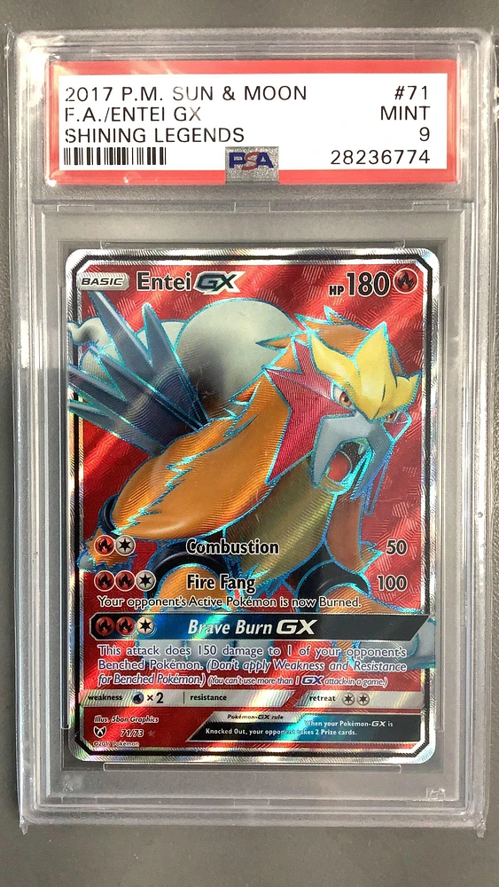 2017 Pokemon Sun & Moon Shining Legends Fa/entei Gx PSA 9