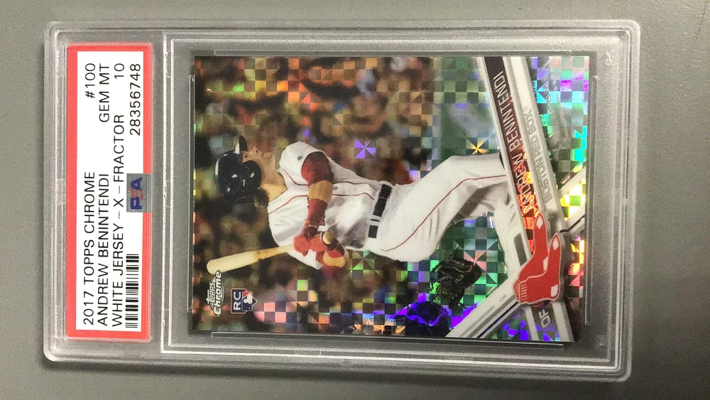 2017 Topps Chrome 100 Andrew Benintendi White Jersey-x-fractor PSA 10