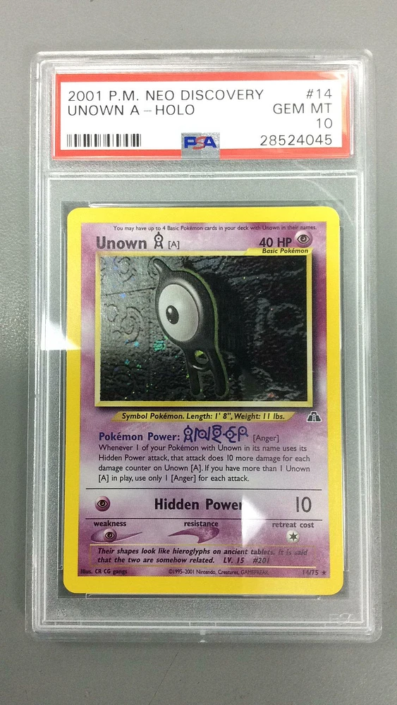 2001 Pokemon Neo Discovery 14 Unown A-holo PSA