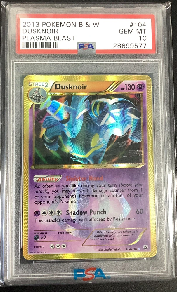 2013 Pokemon Black & White Plasma Blast 104 Dusknoir PSA