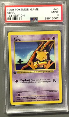 1999 Pokemon Game 43 Abra 1st Edition PSA 9