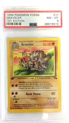 1999 Pokemon Fossil 37 Graveler 1st Edition PSA