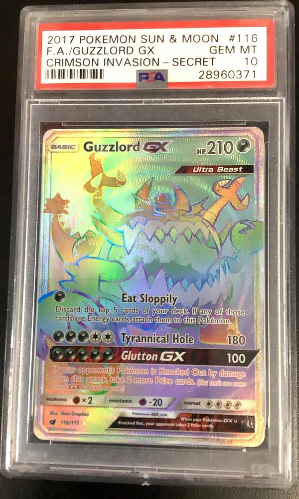 2017 Pokemon Sun & Moon Crimson Invasion 116 Full Art/guzzlord Gx Secret PSA