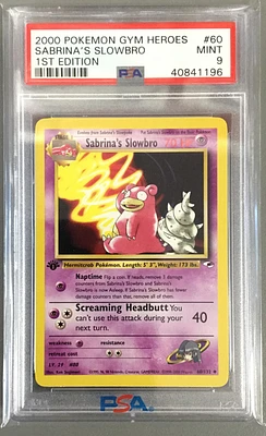 2000 Pokemon Gym Heroes 60 Sabrina's Slowbro 1st Edition PSA 9