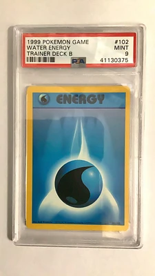 1999 Pokemon Game 102 Water Energy Trainer Deck B PSA 9