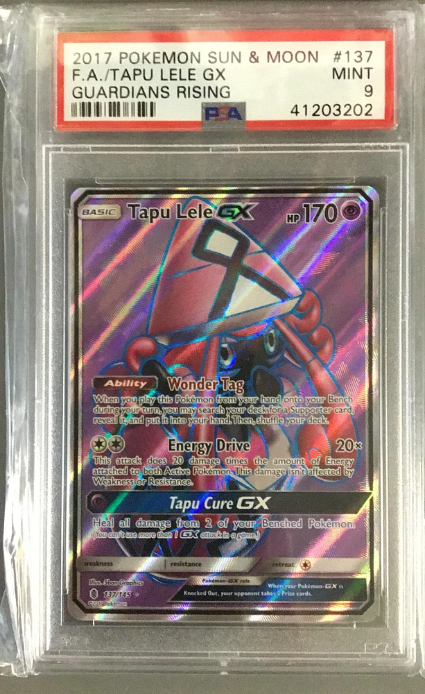 2017 Pokemon Sun & Moon Guardians Rising 137 Full Art/tapu Lele Gx PSA 9