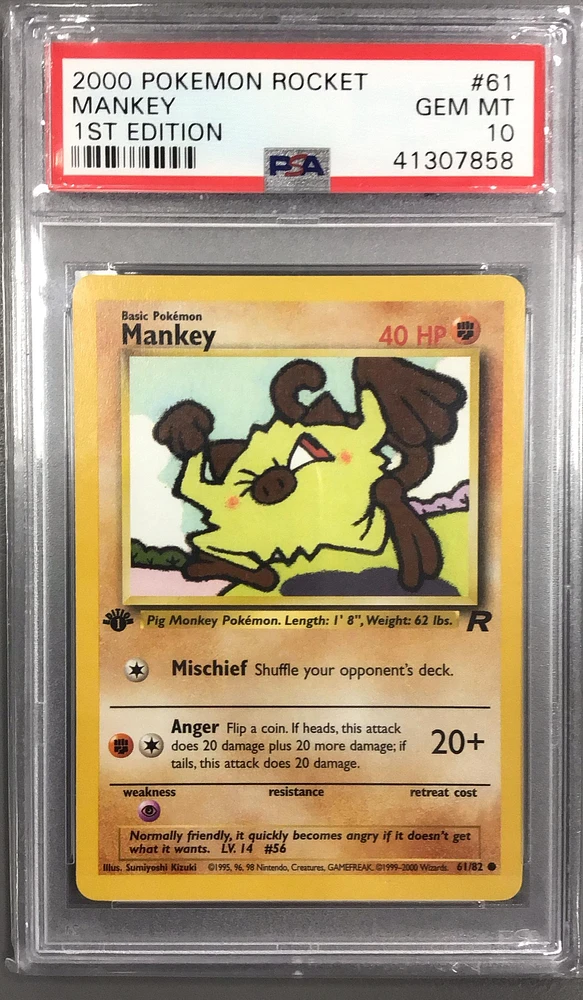 2000 Pokemon Rocket 61 Mankey 1st Edition PSA