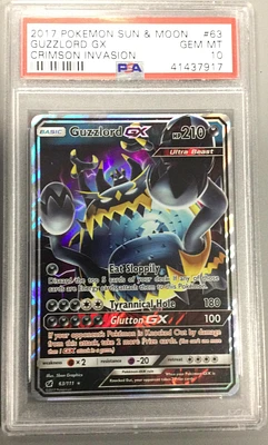 2017 Pokemon Sun & Moon Crimson Invasion 63 Guzzlord Gx PSA 10