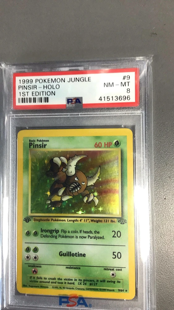 1999 Pokemon Jungle 9 Pinsir-holo 1st Edition PSA 8
