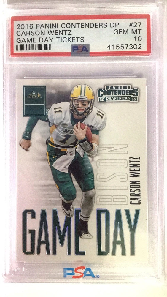 2016 Panini Contenders Draft Picks Game Day Tickets 27 Carson Wentz PSA 10