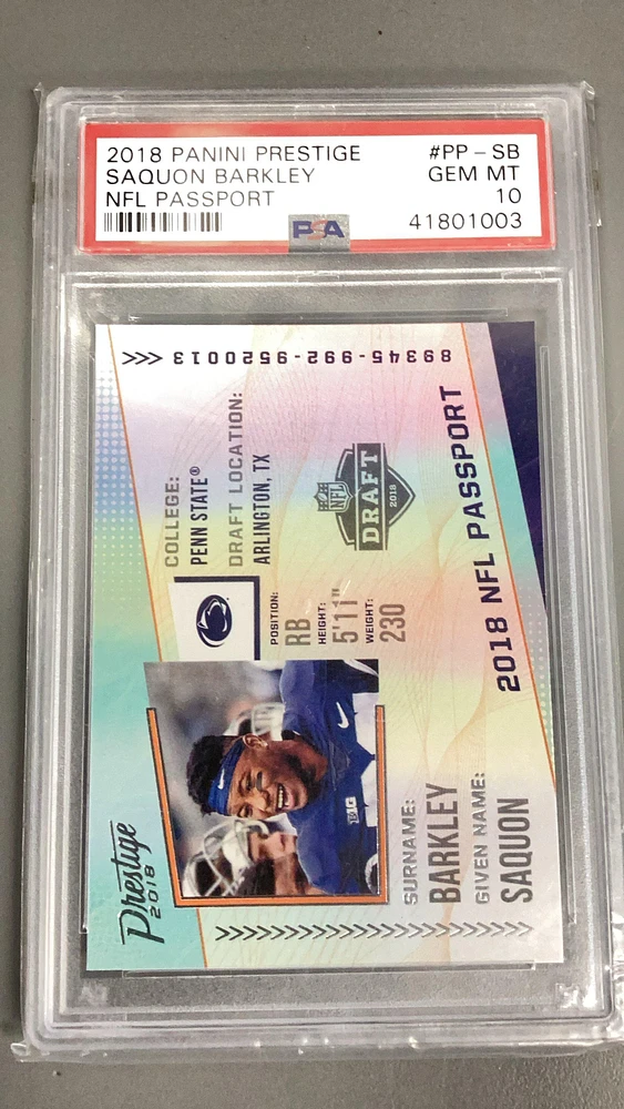 2018 Panini Prestige Nfl Passport Ppsb Saquon Barkley PSA 10