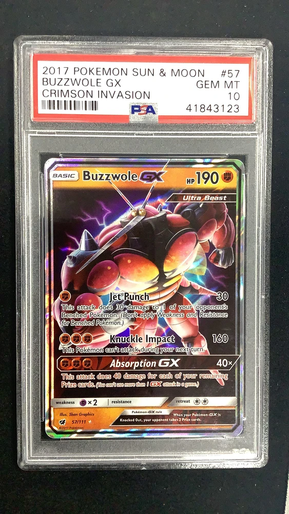 2017 Pokemon Sun & Moon Crimson Invasion 57 Buzzwole Gx PSA 10