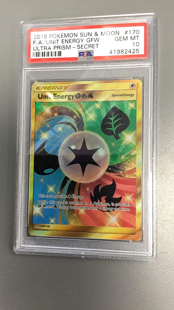 2018 Pokemon Sun & Moon Ultra Prism 170 Full Art/unit Energy Grass, Fire, Water Secret PSA 10