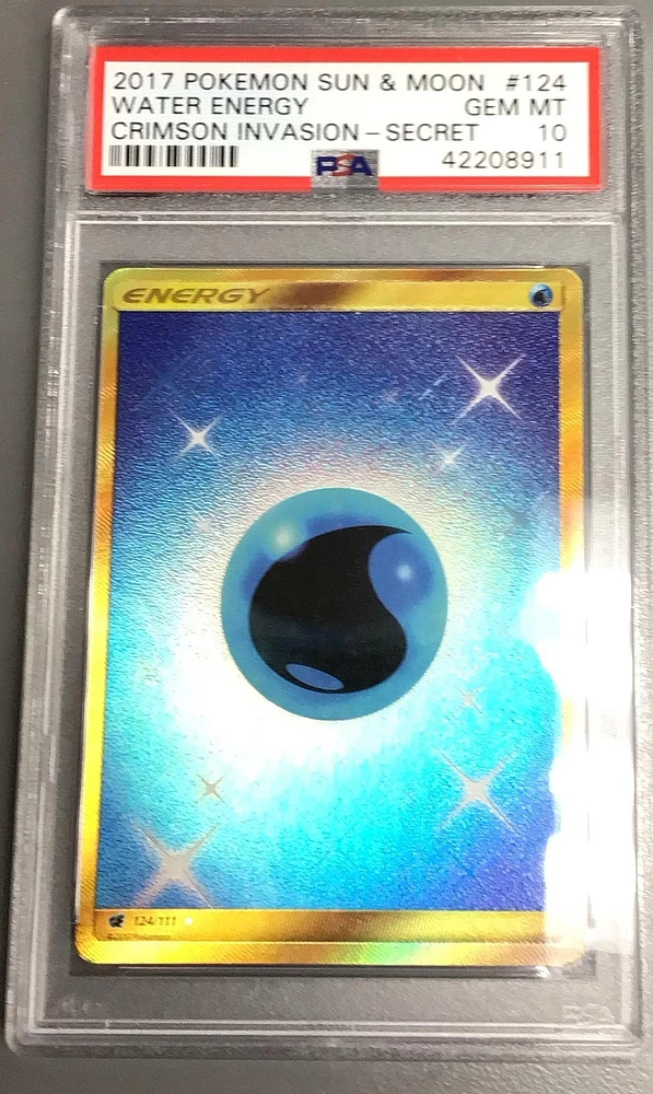 2017 Pokemon Sun & Moon Crimson Invasion 124 Water Energy Secret PSA