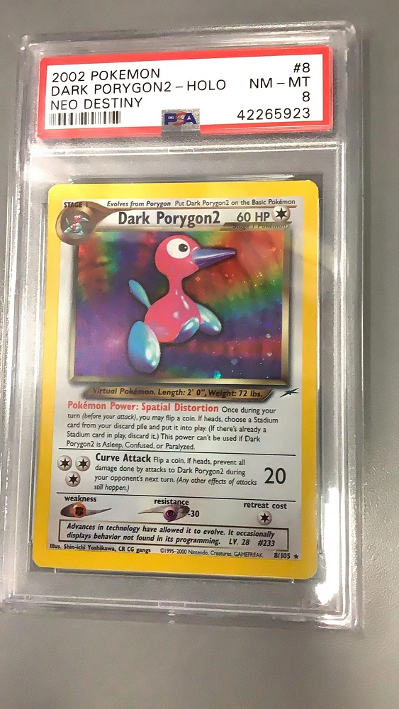 2002 Pokemon Neo Destiny 8 Dark Porygon2-holo PSA 8