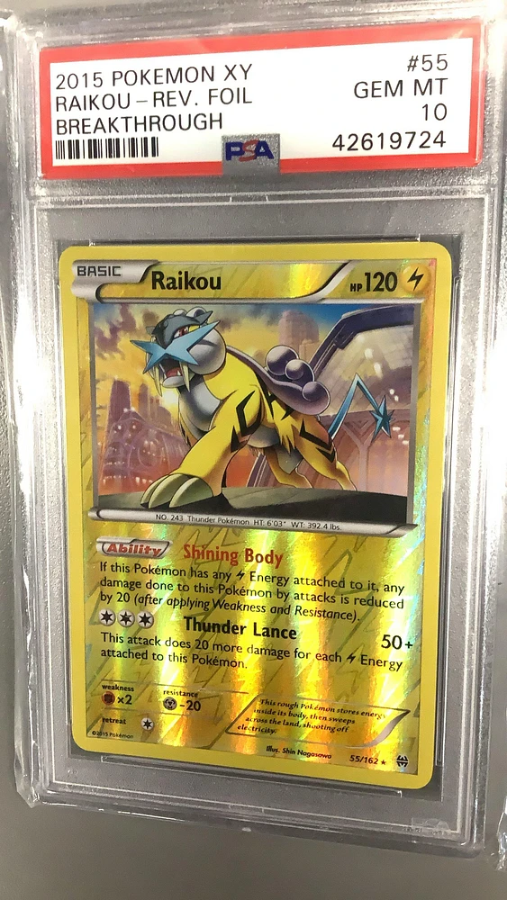 2015 Pokemon Xy Breakthrough 55 Raikou-reverse Foil PSA 10