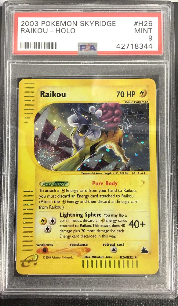 2003 Pokemon Skyridge H26 Raikou-holo PSA