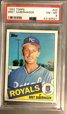 1985 Topps 23 Bret Saberhagen PSA 8
