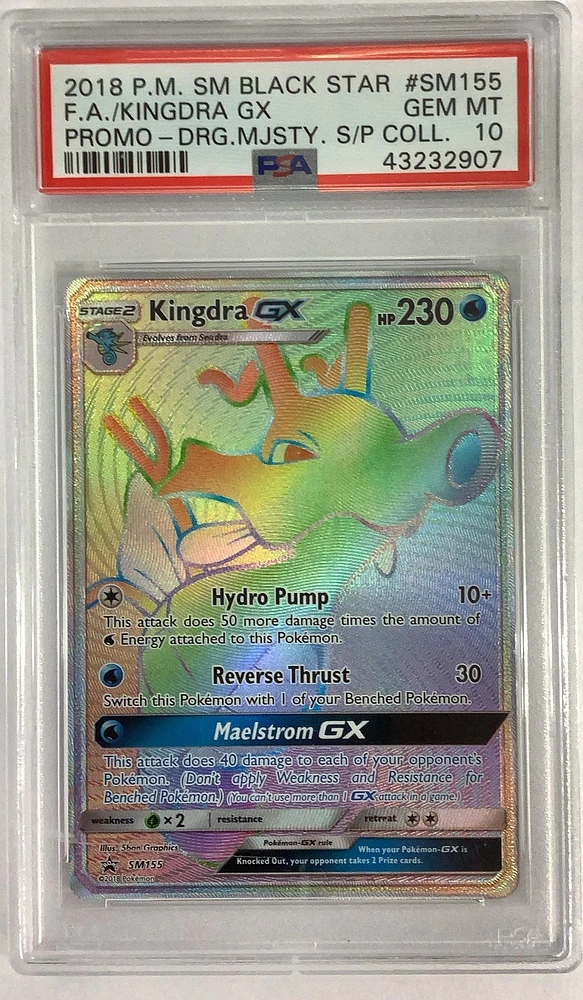 2018 Pokemon Sm Black Star Promo Sm155 Full Art/kingdra Gx Dragon Majesty Super-premium Collection PSA