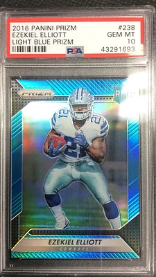 2016 Panini Prizm 238 Ezekiel Elliott Light Blue Prizm PSA 10