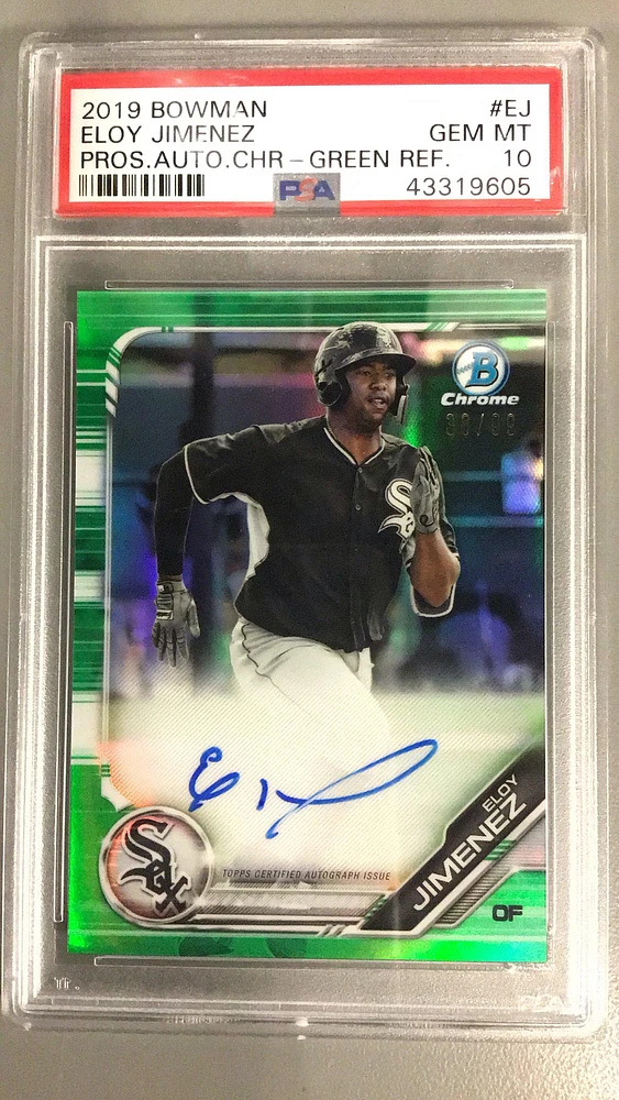 2019 Bowman Prospect Autographs Chrome Ej Eloy Jimenez Green Refractor PSA 10
