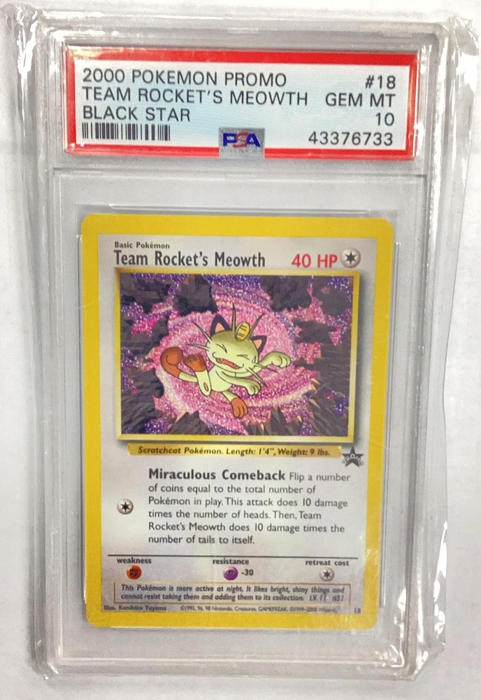 2000 Pokemon Promo Black Star 18 Team Rocket's Meowth Pokemon League PSA