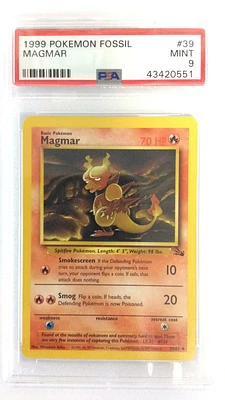 1999 Pokemon Fossil 39 Magmar PSA 9