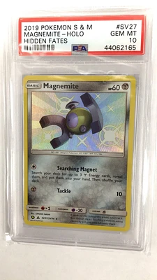2019 Pokemon Sun & Moon Hidden Fates Sv27 Magnemite-holo PSA
