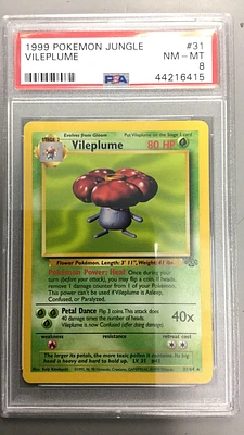 1999 Pokemon Jungle 31 Vileplume PSA 8