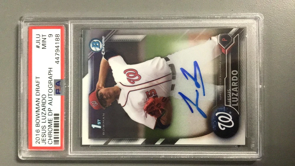 2016 Bowman Draft Chrome Draft Picks Autographs Jlu Jesus Luzardo PSA 9