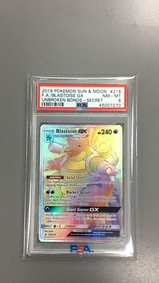 2019 Pokemon Sun & Moon Unbroken Bonds 218 Fa/blastoise Gx PSA 8