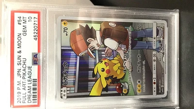 2019 Pokemon Japanese Sun & Moon Dream League 054 Fa/pikachu PSA 10