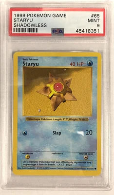 1999 Pokemon Game 65 Staryu Shadowless PSA