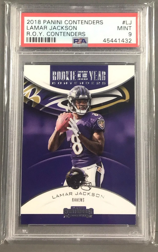 2018 Panini Contenders Rookie Of The Year Contenders Lj Lamar Jackson PSA 9