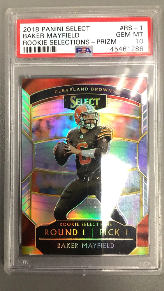 2018 Panini Select Rookie Selections Rs1 Baker Mayfield Prizm PSA 10