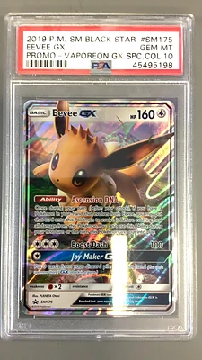 2019 Pokemon Sm Black Star Promo Sm175 Eevee Gx Vaporeon Gx Special Collection PSA 10