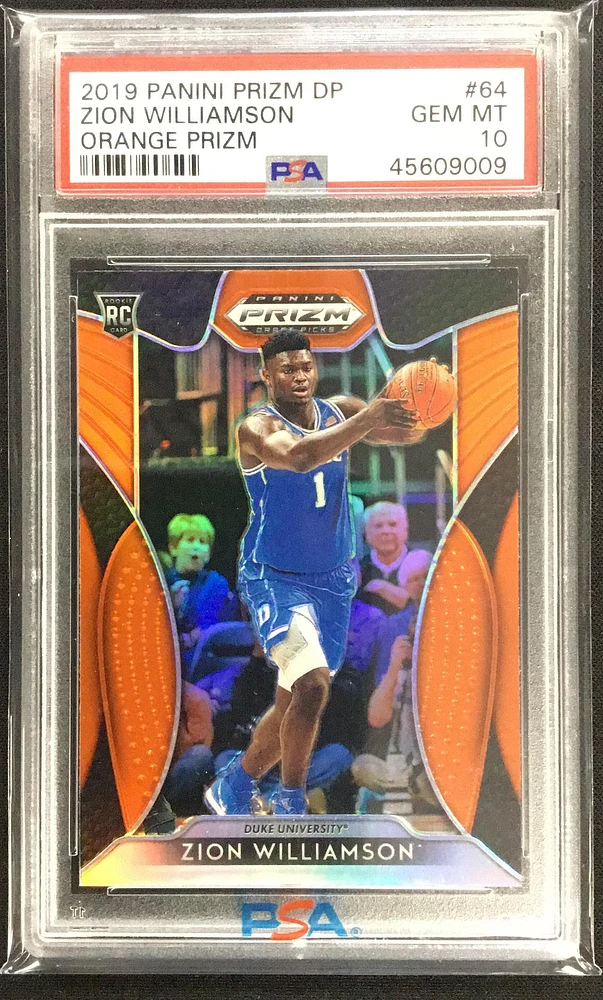 2019 Panini Prizm Draft Picks 64 Zion Williamson Orange Prizm PSA 10