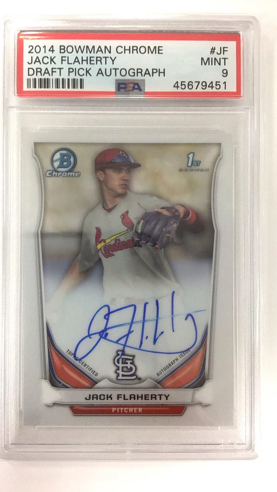 2014 Bowman Chrome Draft Pick Autograph Jf Jack Flaherty PSA 9